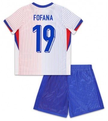 Frankrike Youssouf Fofana #19 Borta Kläder Barn EM 2024 Kortärmad (+ Korta byxor)